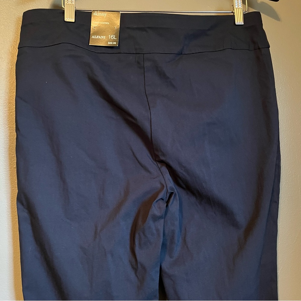 NWT Alfani Sz 16 Long Women’s Navy Blue Tummy Control Trouser Pants Ret $49! - Picture 9 of 13